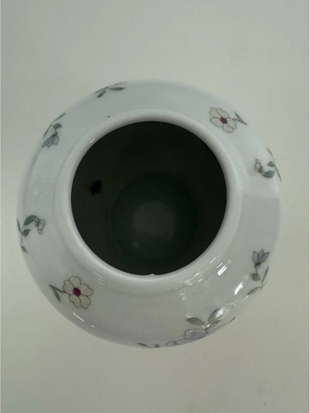 Lemax Small Ginger Jar Flower Vase w/ Chrysanthemum Flowers Pattern ~ No Lid EUC